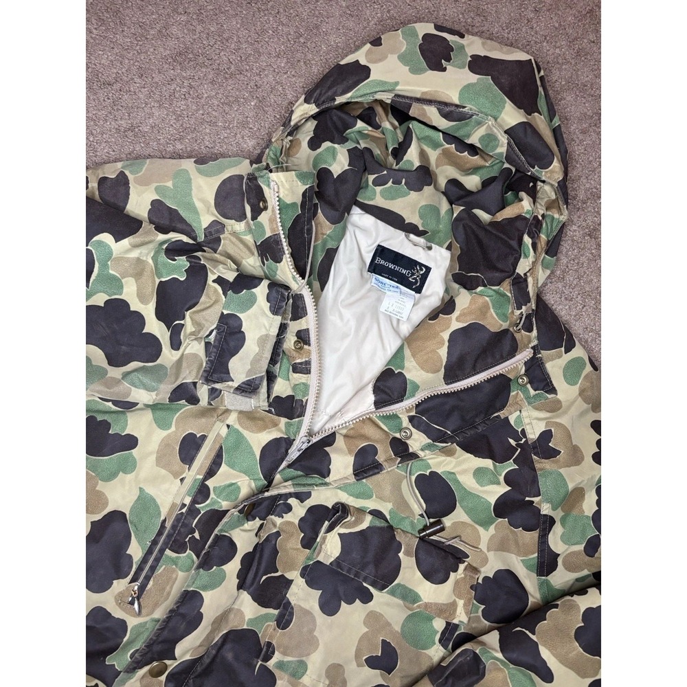 Vintage Browning Gore-Tex Camouflage Hunting Jacket Field Coat XL Hooded USA Men